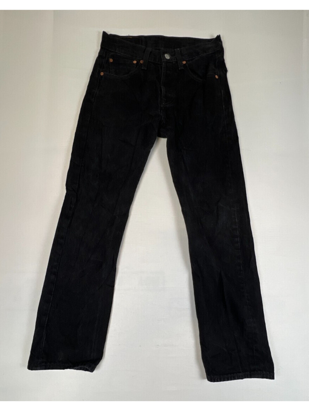 Levi's Mens 28x30 Black 501 Straight Fit Button Fly Denim Jeans